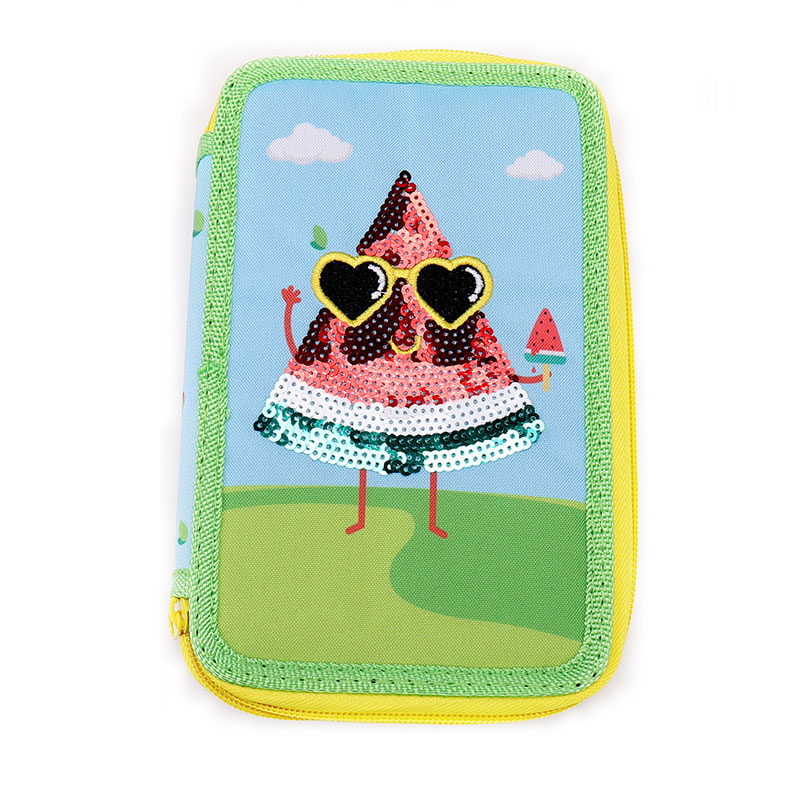 Watermelon 300D Doble nga Zippers Pencil Bag